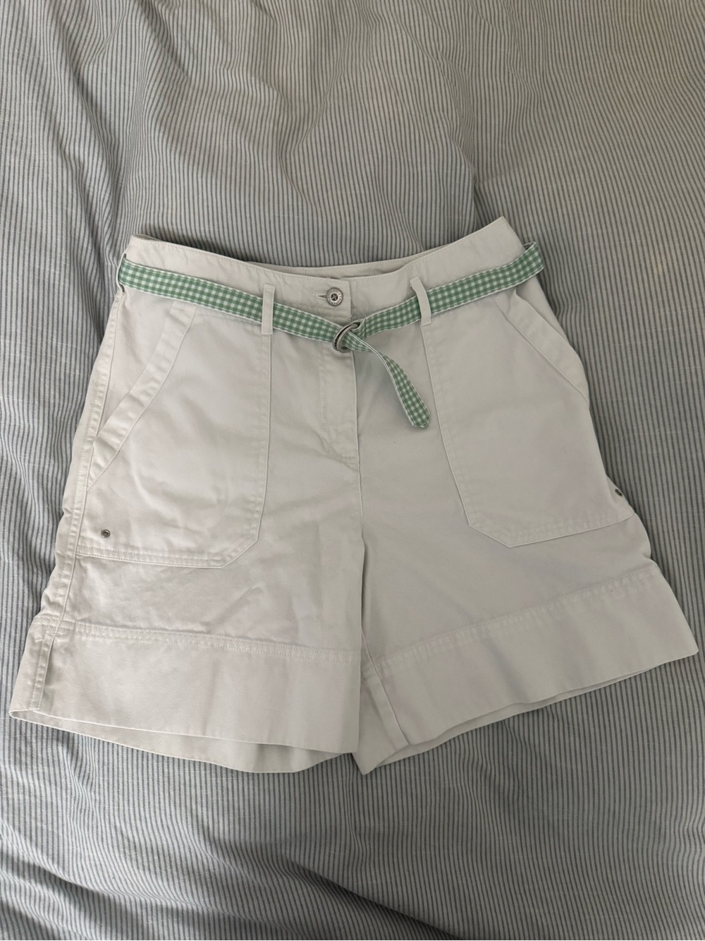 VINTAGE RALPH LAUREN WHITE SHORTS GINGHAM BELT